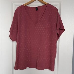 Women's V-Neck Textured Top - Pink